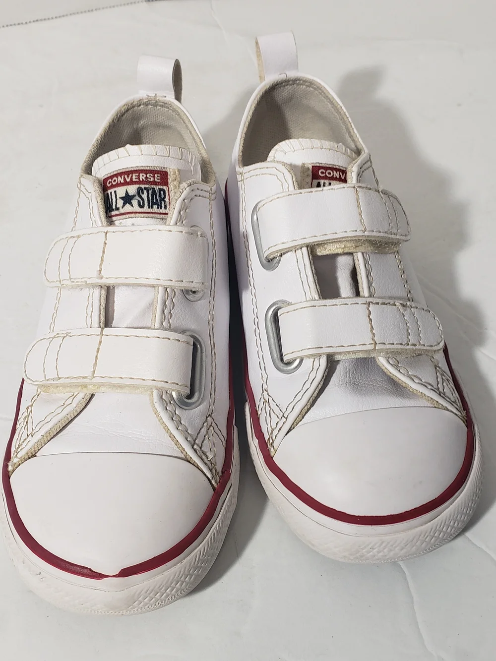 Converse Chuck Taylor Classic White Leather Sneakers Self Straps Sz:10 Unisex